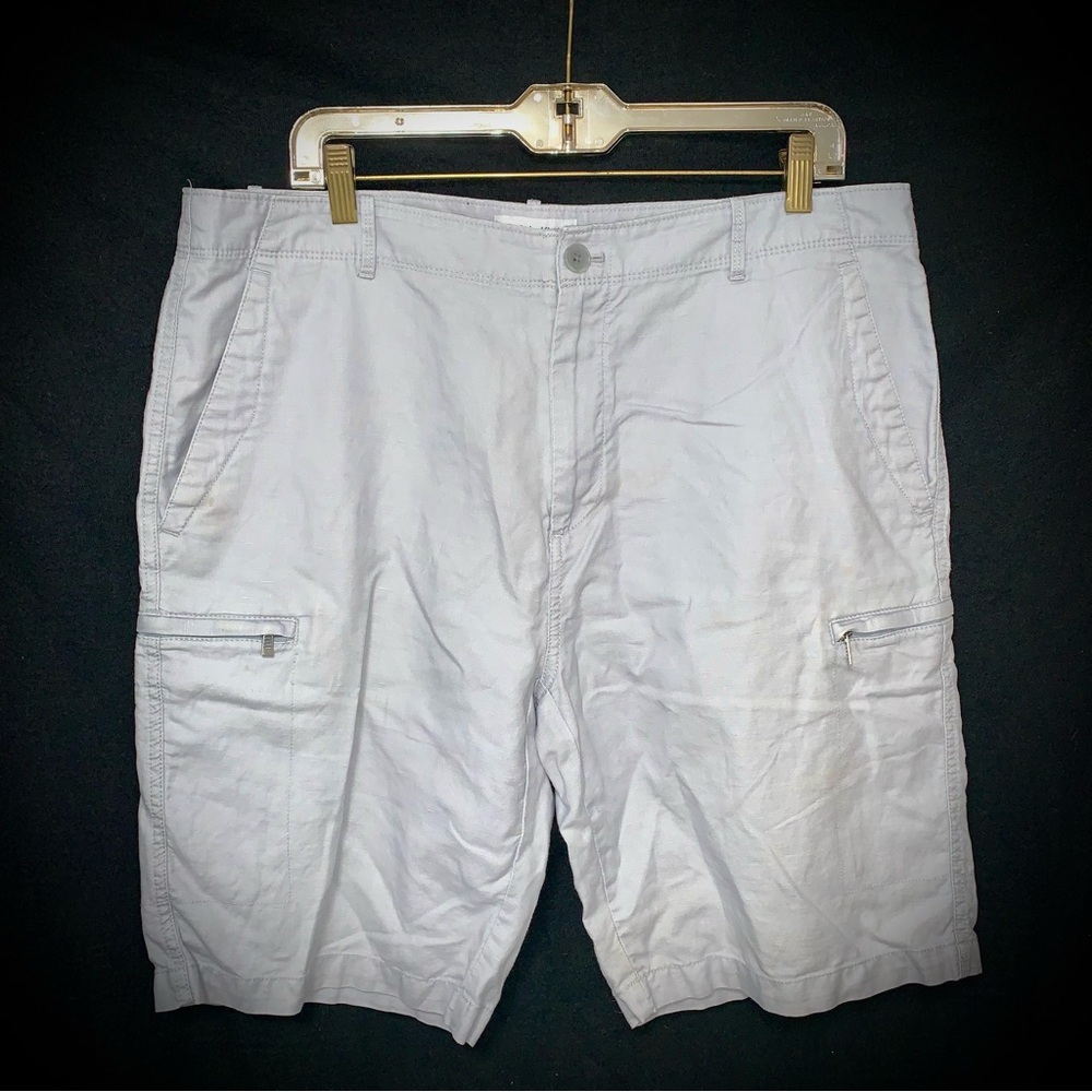 Men’s Calvin Klein Light Gray Linen Blend Cargo Shorts Size 38